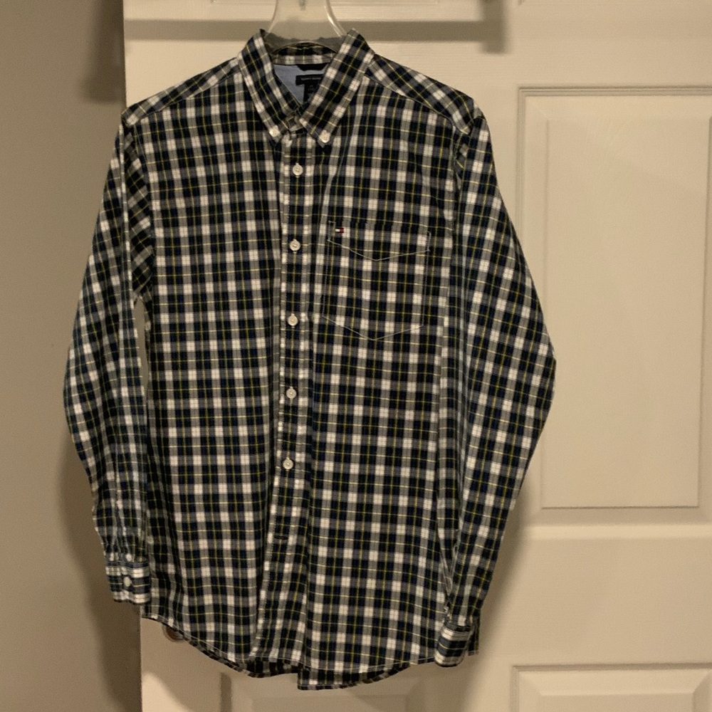 Navy plaid dress shirt